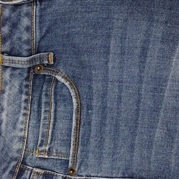 JUSTUSA Blue Whiskering Medium Wash Five Pocket Mid Rise Straight Leg Ankle Jean - Picture 9 of 15